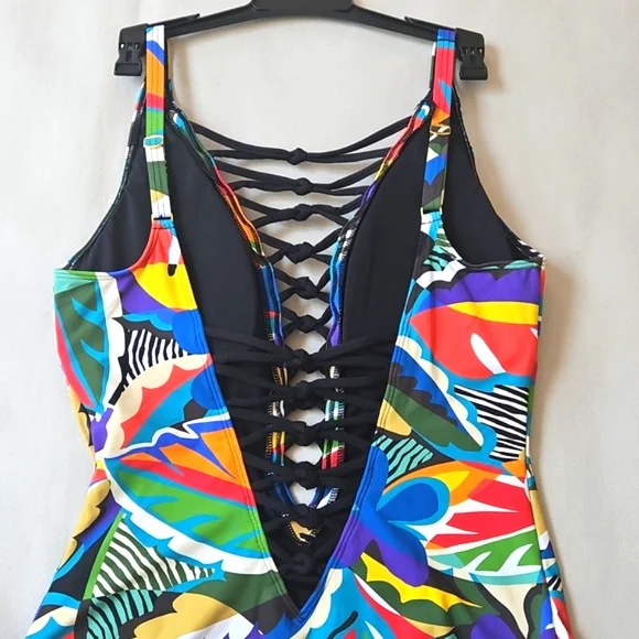 NWT! Bleu by Rod Beattie The Mix Lace Down One Piece Swimsuit - Picture 10 of 16